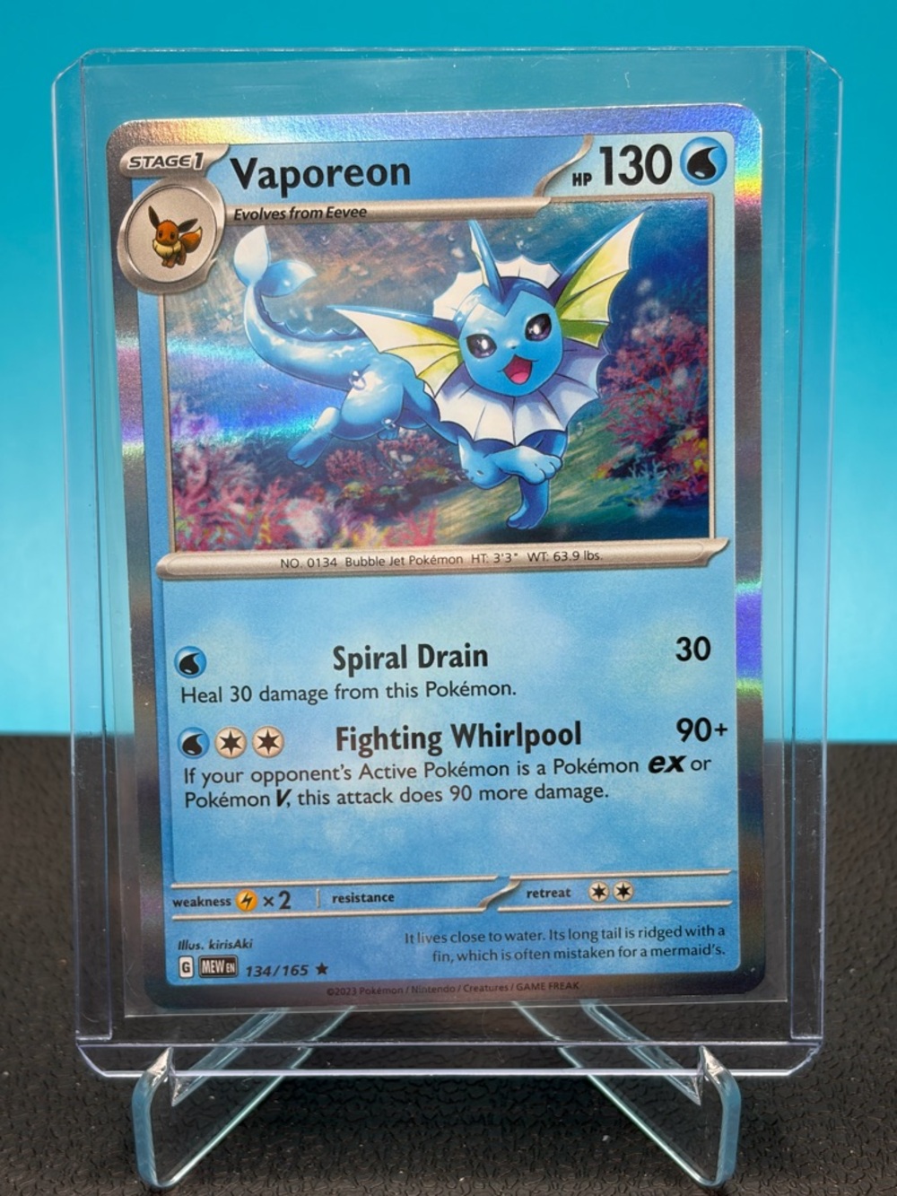 Holo Vaporeon Holographic Pokemon Card